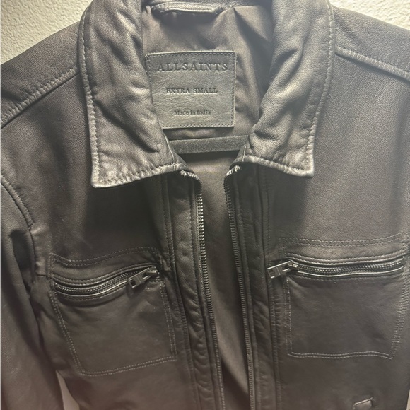 AllSaints Lark Leather Jacket (XS Small) - Picture 4 of 10